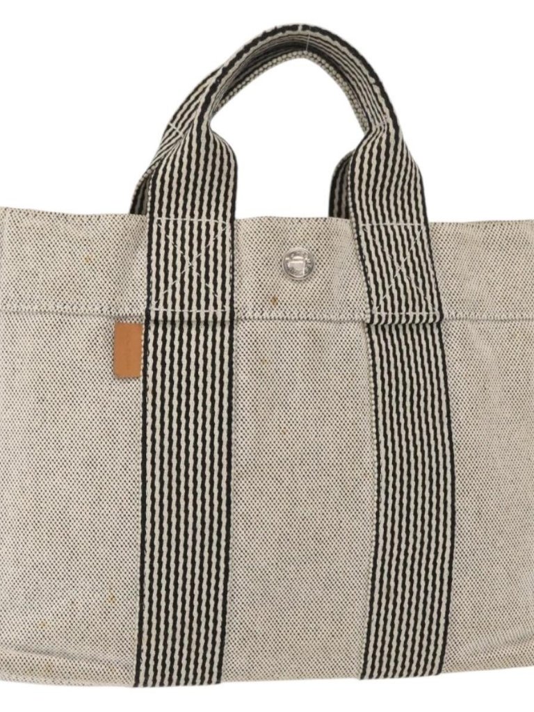 Hermes New Fourre Tout Pm Tote Bag Canvas Gray Silver Auth Bs31508